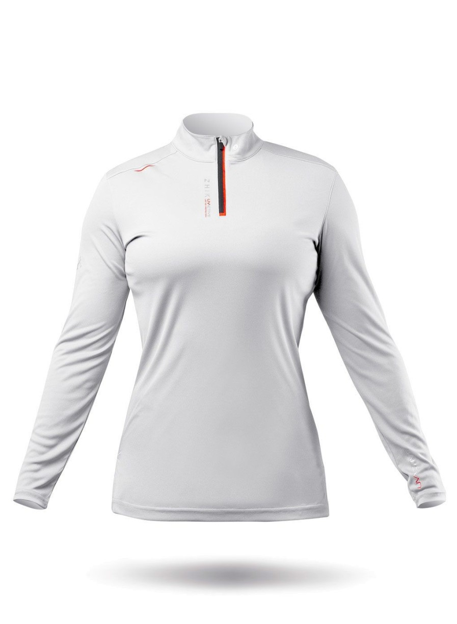 Zhik Womens Uvactive High Collar 1/4 Zip Top - White | Sun Protection Tops