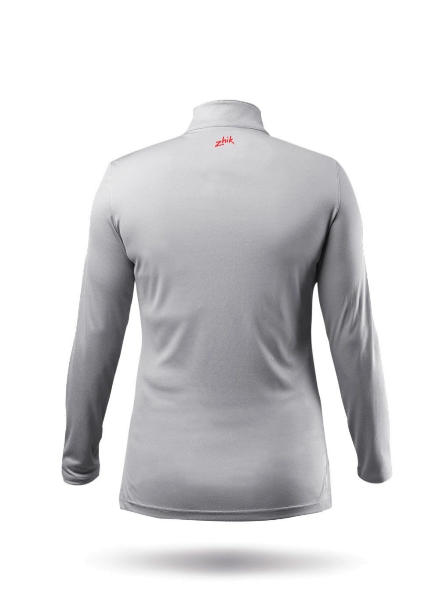 Zhik Womens Uvactive High Collar 1/4 Zip Top - Grey | Wicking Uv Tops