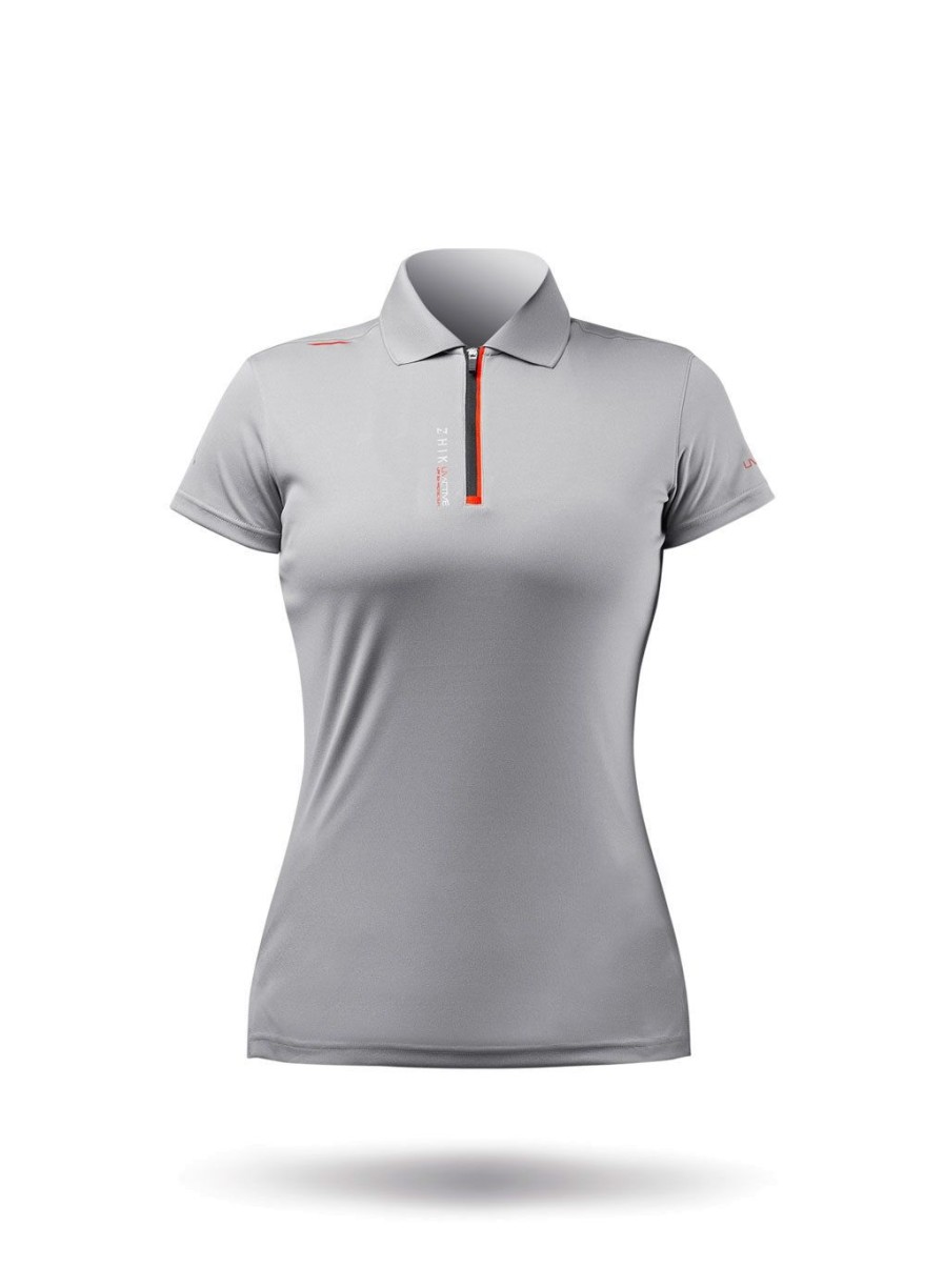 Zhik Womens Uvactive Zip Sports Polo - Grey | Wicking Uv Tops