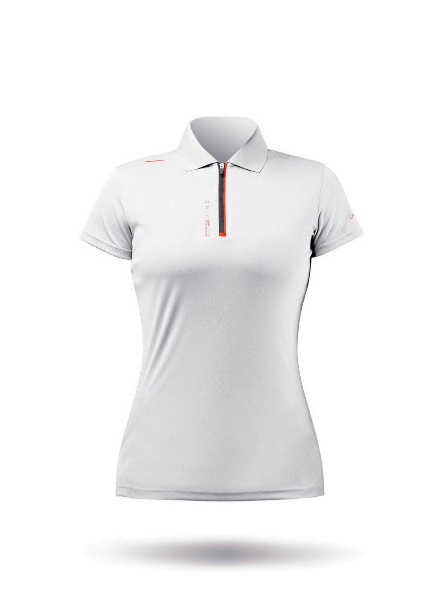 Zhik Womens Uvactive Zip Sports Polo - White | Sun Protection Tops