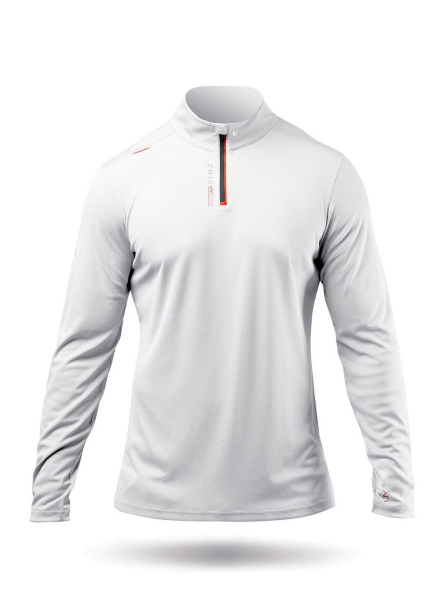 Zhik Mens Uvactive High Collar 1/4 Zip Top - White | Wicking Uv Tops