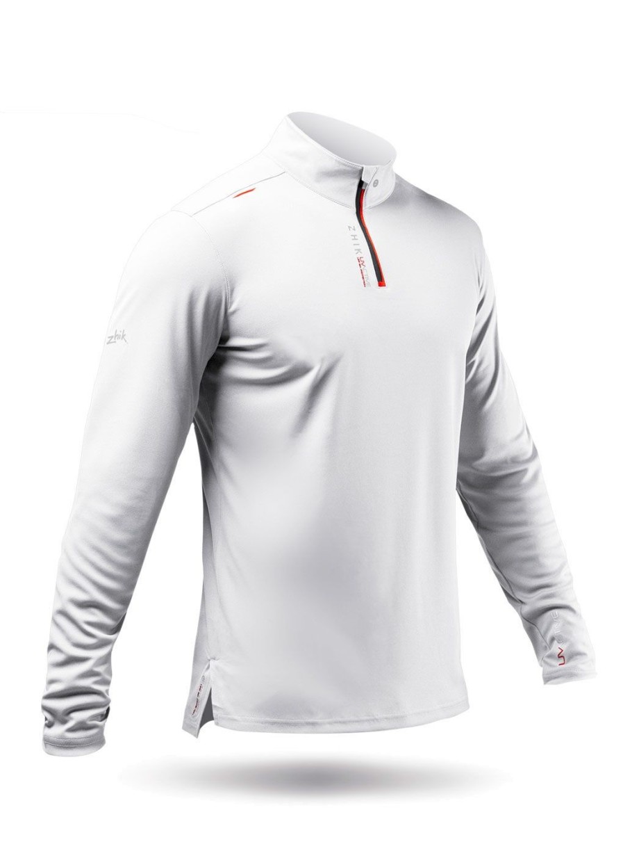 Zhik Mens Uvactive High Collar 1/4 Zip Top - White | Wicking Uv Tops