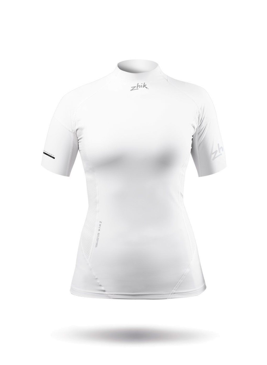 Zhik Womens White Eco Spandex Short Sleeve Top | Hot Conditions