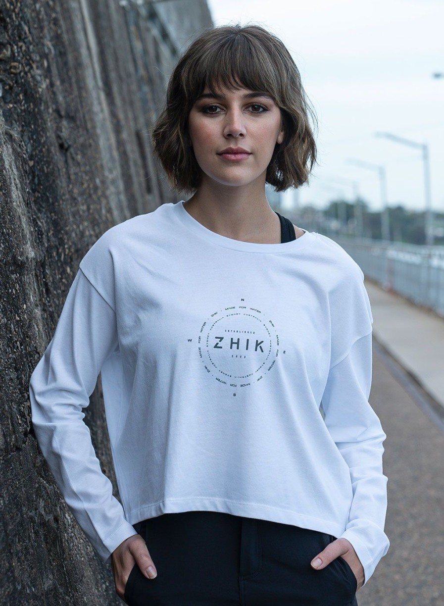 Zhik Womens Compass Print Long Sleeve Cotton Tee | Tees