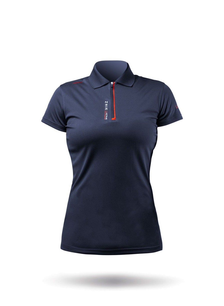 Zhik Womens Uvactive Zip Sports Polo - Navy | Wicking Uv Tops