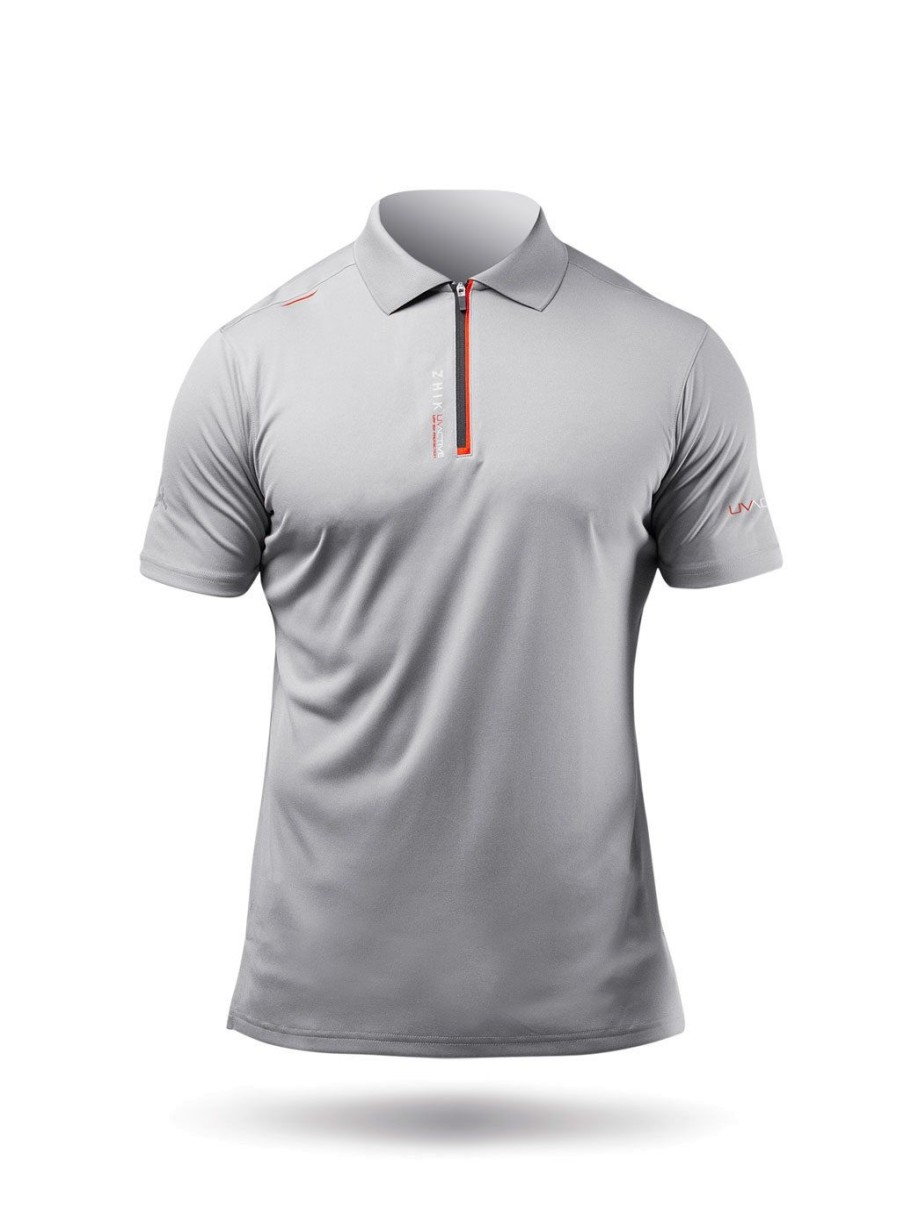 Zhik Mens Uvactive Zip Sports Polo - Grey | Polos