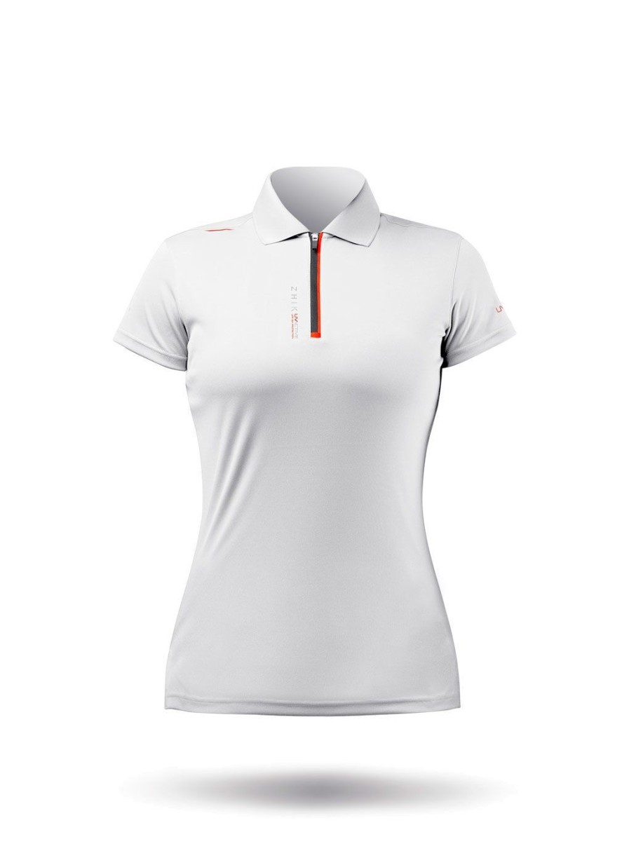 Zhik Womens Uvactive Zip Sports Polo - White | Wicking Uv Tops