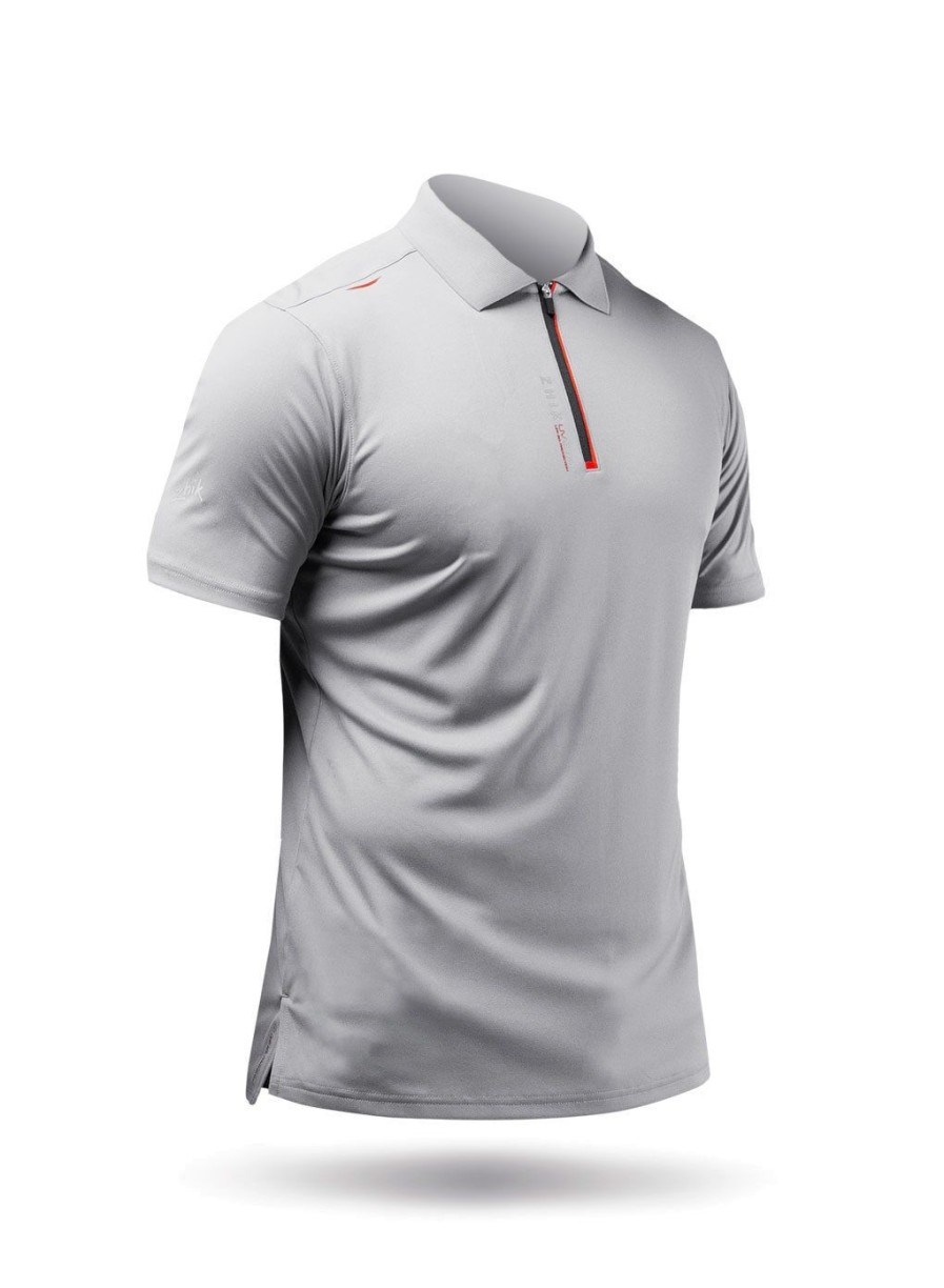 Zhik Mens Uvactive Zip Sports Polo - Grey | Wicking Uv Tops