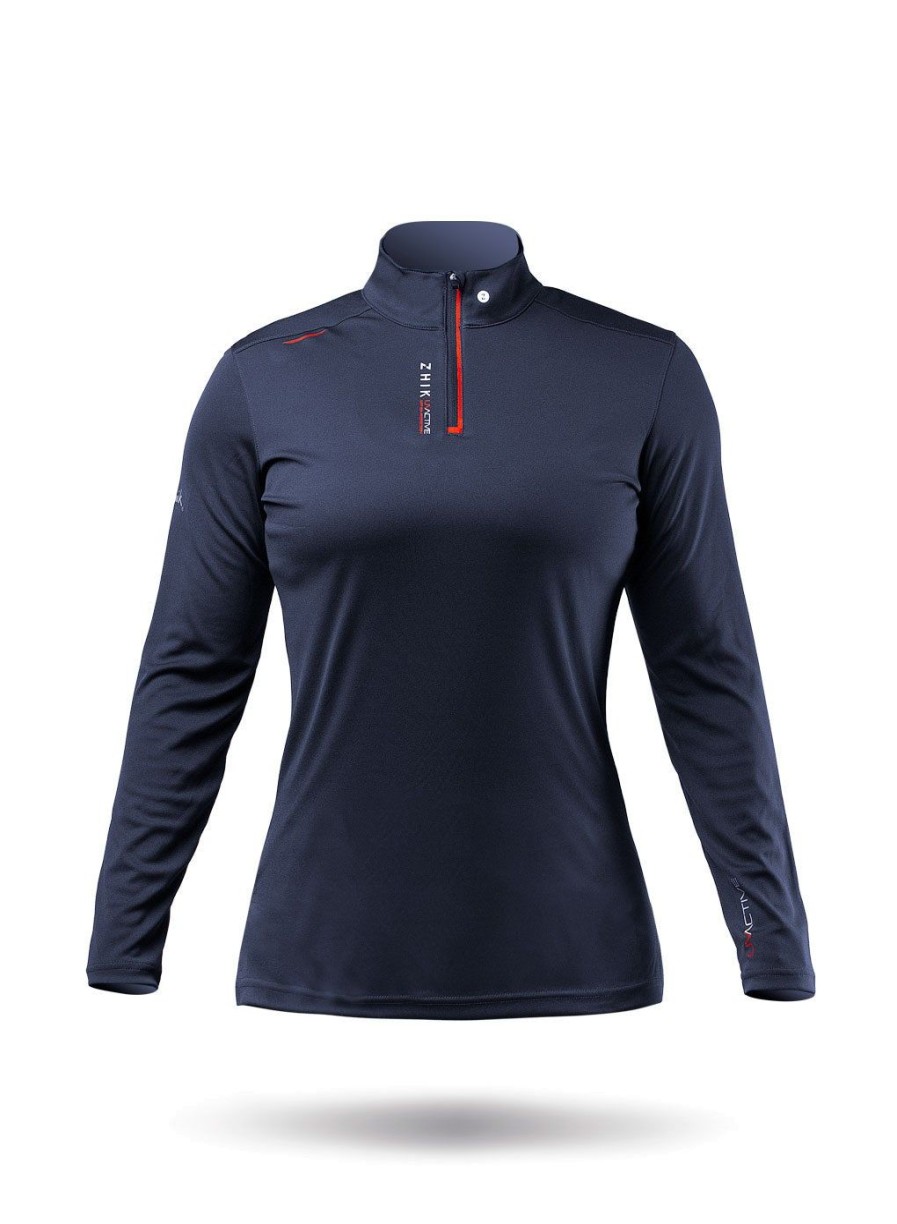 Zhik Womens Uvactive High Collar 1/4 Zip Top - Navy | Sun Protection Tops