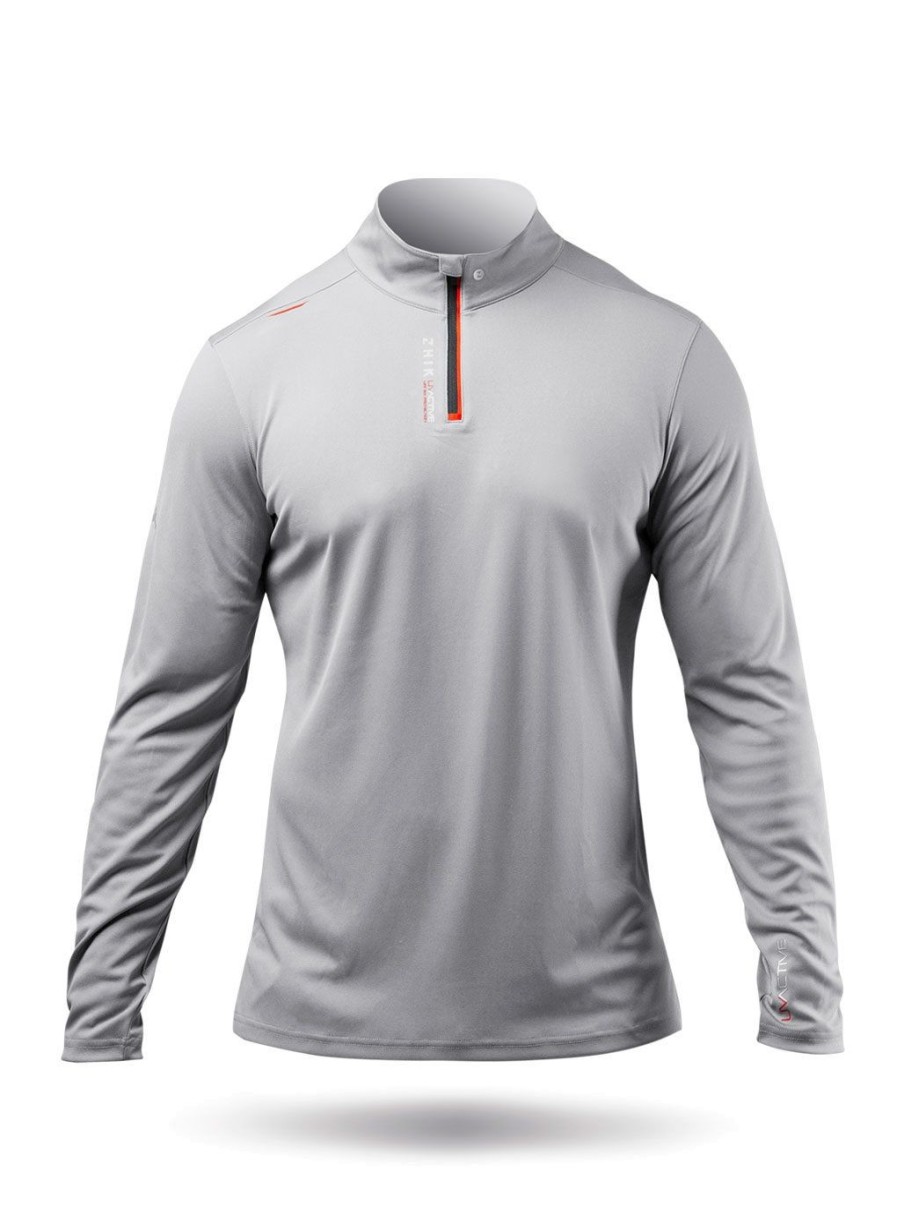 Zhik Mens Uvactive High Collar 1/4 Zip Top - Grey | Sun Protection Tops