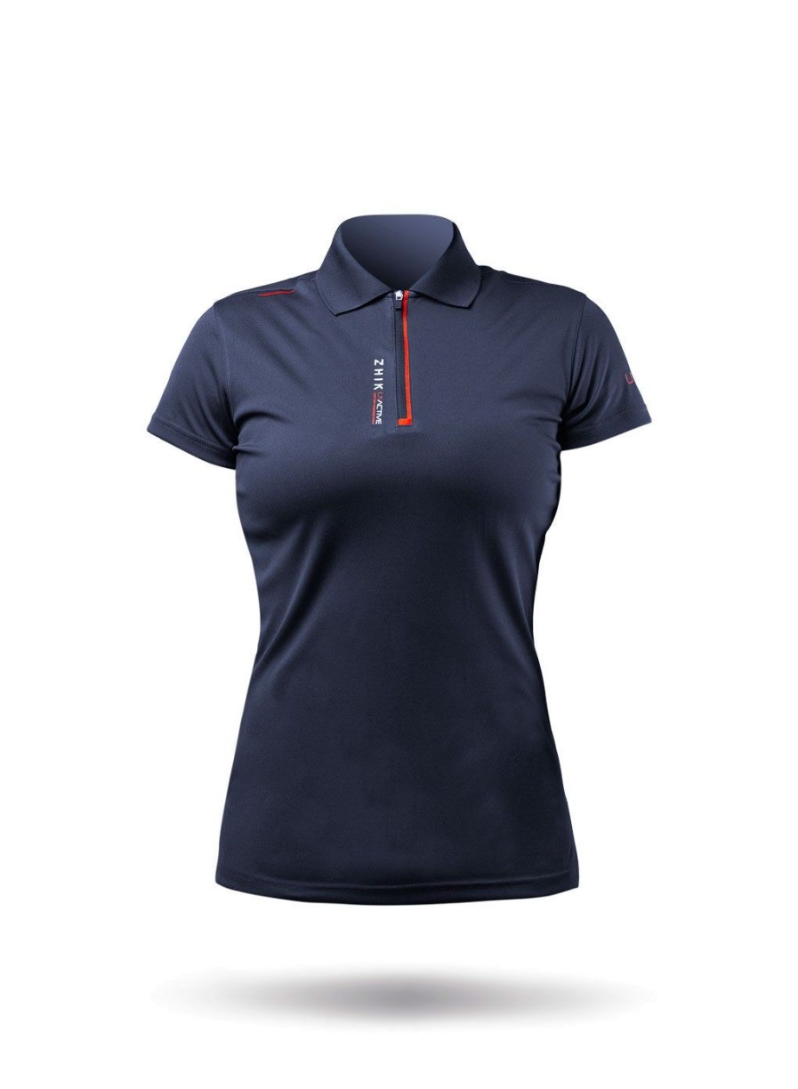 Zhik Womens Uvactive Zip Sports Polo - Navy | Sun Protection Tops