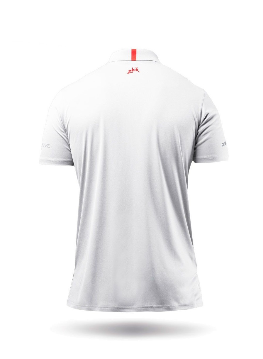 Zhik Mens Uvactive Zip Sports Polo - White | Wicking Uv Tops