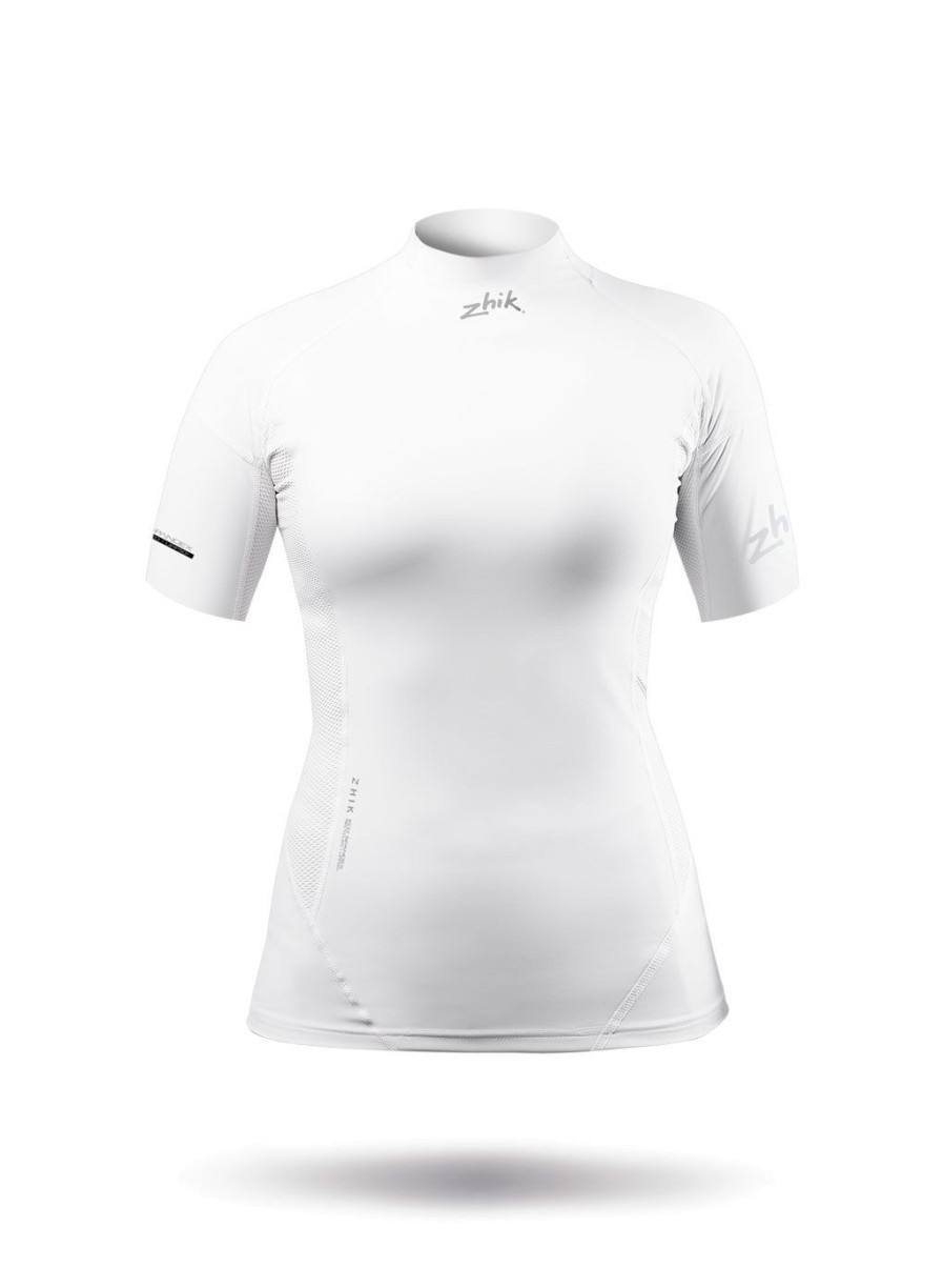 Zhik Womens White Eco Spandex Short Sleeve Top | Sun Protection Tops