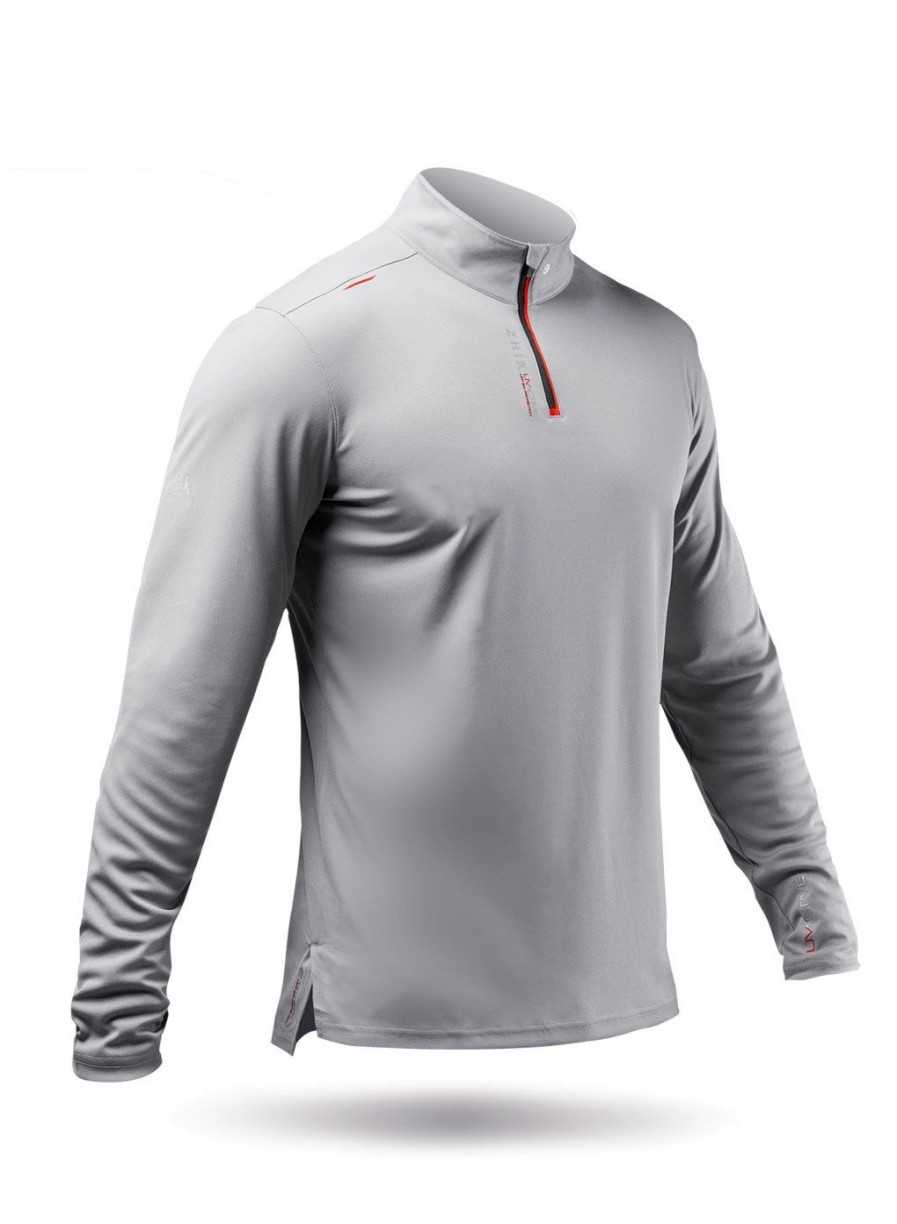 Zhik Mens Uvactive High Collar 1/4 Zip Top - Grey | Wicking Uv Tops