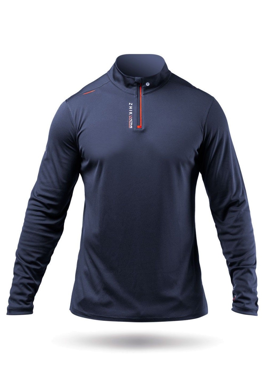 Zhik Mens Uvactive High Collar 1/4 Zip Top - Navy | Wicking Uv Tops