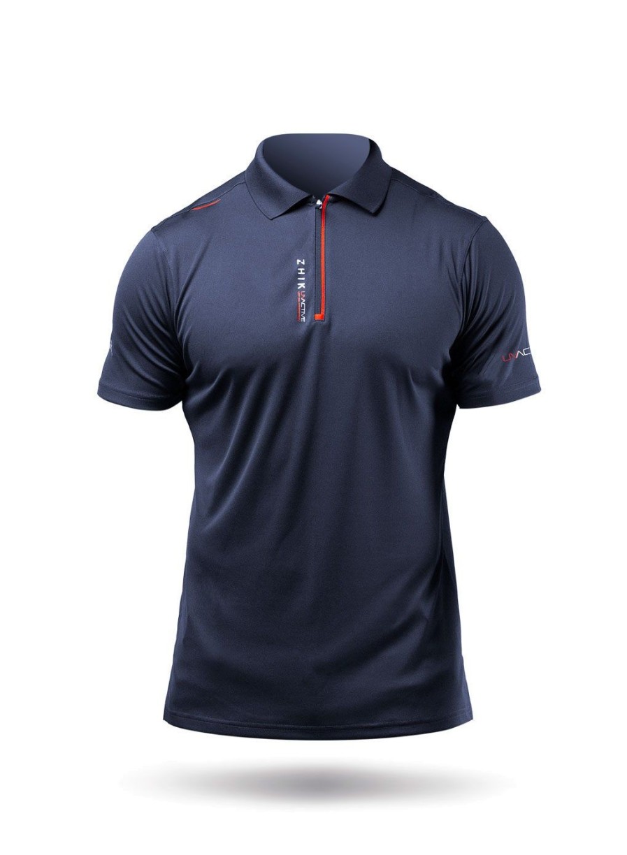 Zhik Mens Uvactive Zip Sports Polo - Navy | Sun Protection Tops