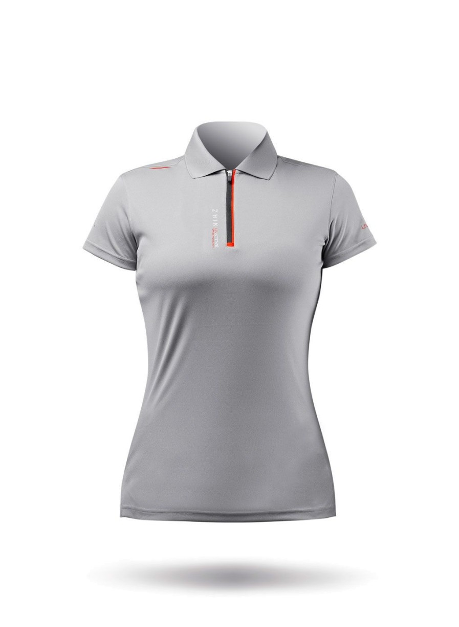 Zhik Womens Uvactive Zip Sports Polo - Grey | Sun Protection Tops