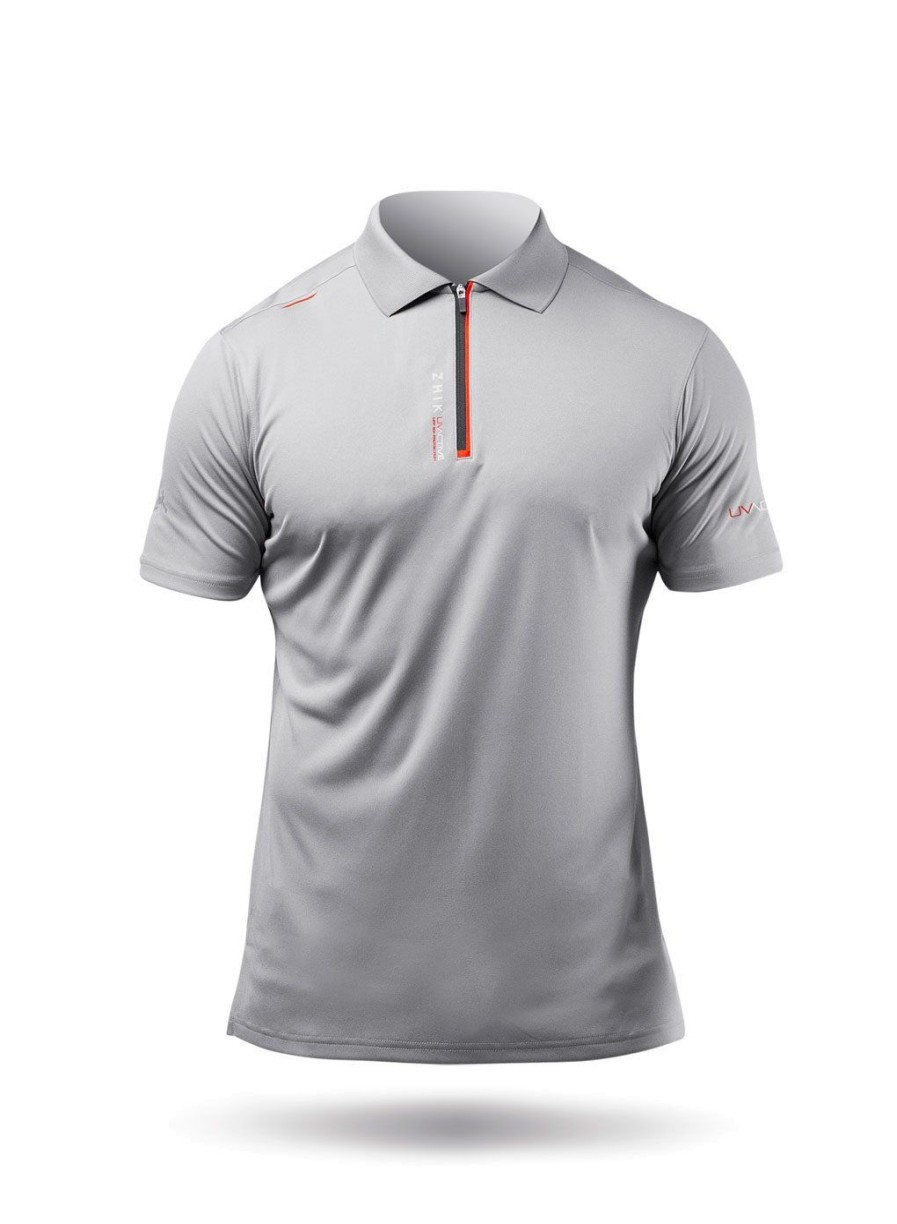 Zhik Mens Uvactive Zip Sports Polo - Grey | Sun Protection Tops