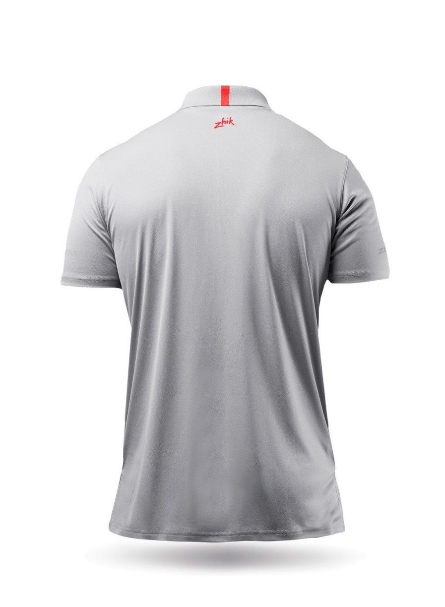 Zhik Mens Uvactive Zip Sports Polo - Grey | Sun Protection Tops